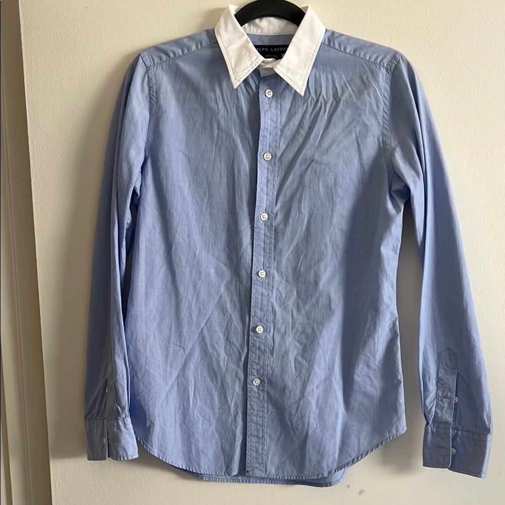 Ralph Lauren Blue Label Blue Button Down with White Collar
